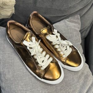 Zara Man Sneakers Shoes Bronze Shiny Metallic Size Eu 41 US 8